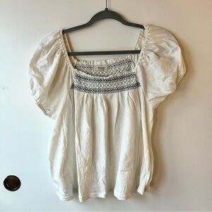 Madewell Women’s Embroidery Puff-Sleeve Top